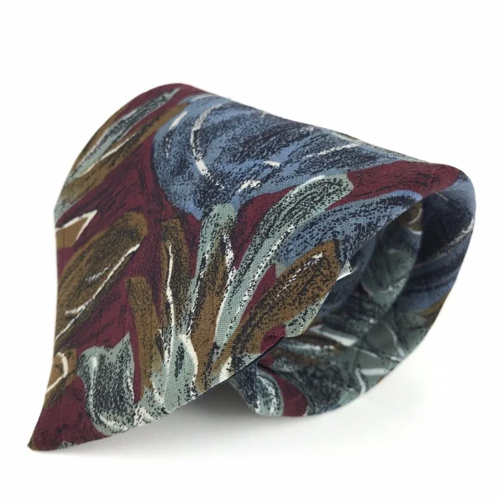 PAL ZILERI Tie Vintage Multicolor Abstract Plant 100% Silk Necktie Made In Italy